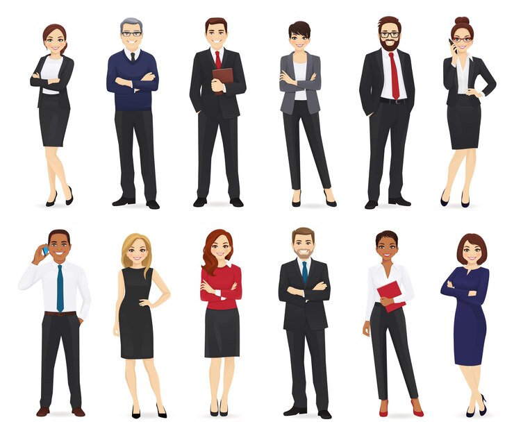 Vector trabajadores de oficina de gente de negocios conjunto ilustración vectorial aislado
