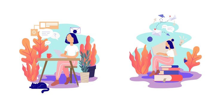 trabajando desde casa diseño de vector de ilustración de estilo plano