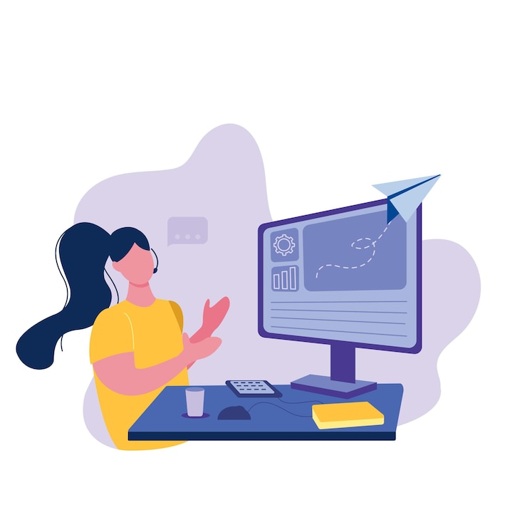 Vector trabajando desde casa