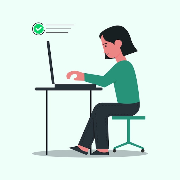 Trabajando en la ilustración de la computadora portátil