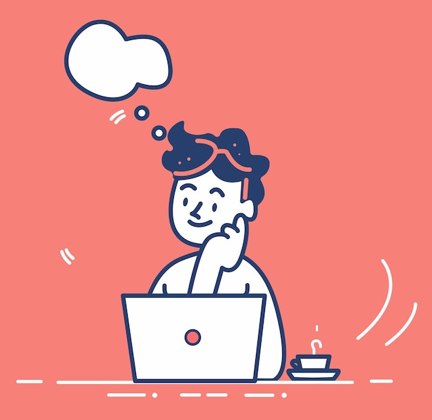 Trabajar con el arte de líneas simples de la computadora portátil