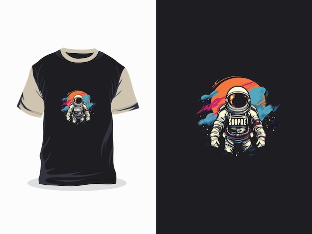trabajo de arte creativo de astronauta diseño de camiseta de impresión vectorial