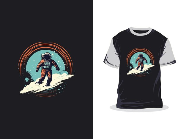 trabajo de arte creativo de astronauta diseño de camiseta de impresión vectorial