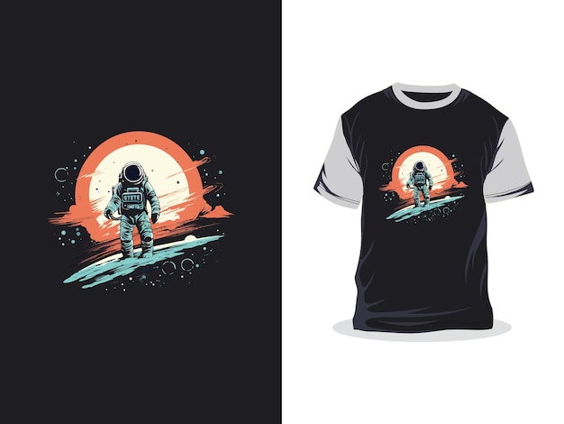 trabajo de arte creativo de astronauta diseño de camiseta de impresión vectorial