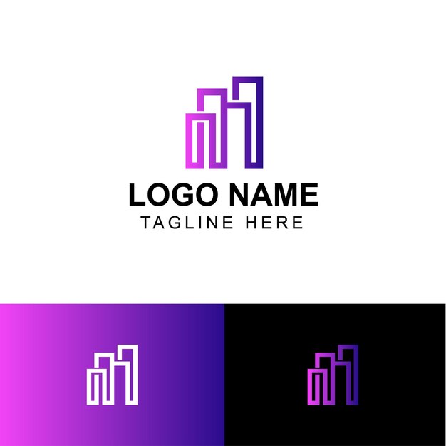 Trabajo de arte creativo de diseño de plantilla de construcción para propiedad inmobiliaria y logotipo de agencia