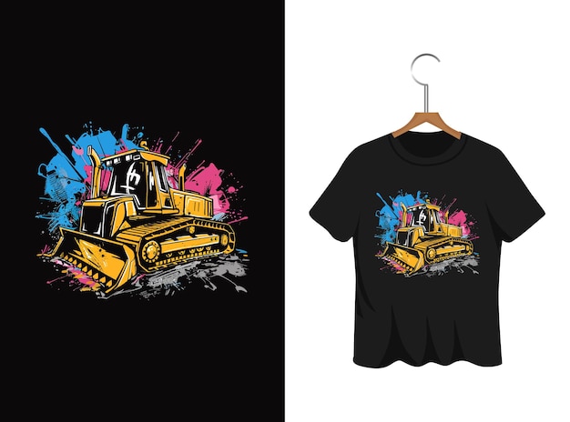 trabajo de arte de diseño de camisetas de graffiti bulldozer