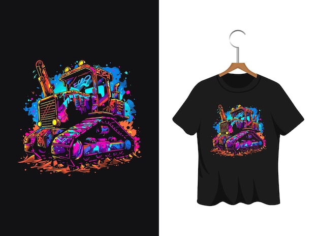 Vector trabajo de arte de diseño de camisetas de graffiti bulldozer