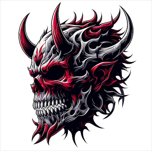 Trabajo de arte vectorial de diseño de demon skull