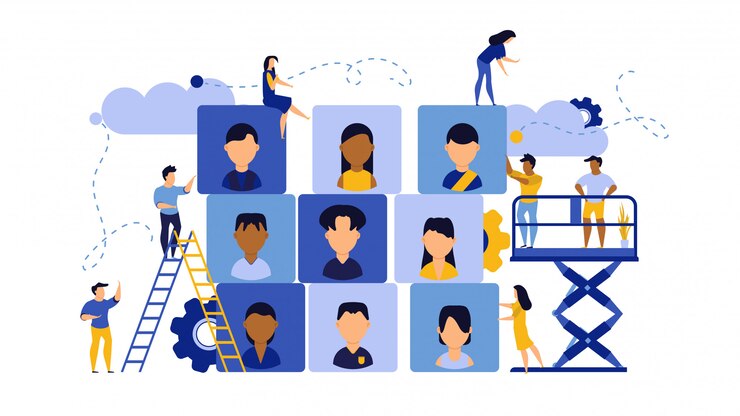 Vector trabajo carrera negocio éxito agencia audiencia ilustración.