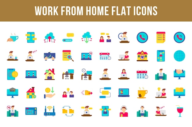 Trabajo desde casa Iconos multicolores planos