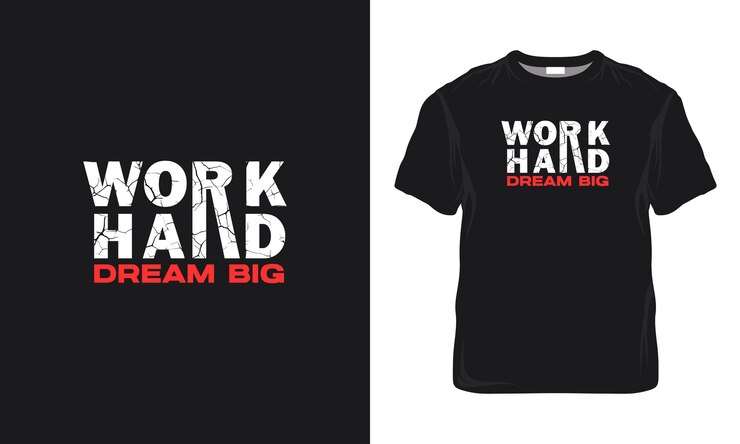Trabajo duro sueño grandes citas tipografía diseño de camiseta minimalista motivación tipografía camiseta
