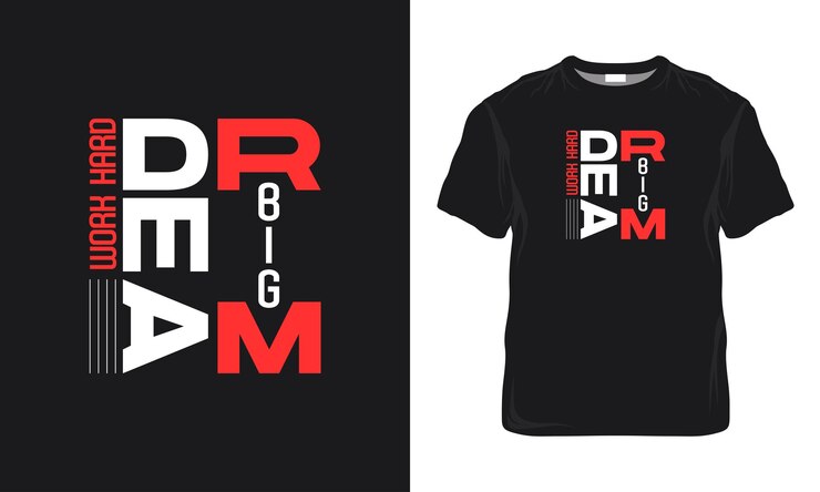Trabajo duro sueño grandes citas tipografía diseño de camiseta minimalista motivación tipografía camiseta