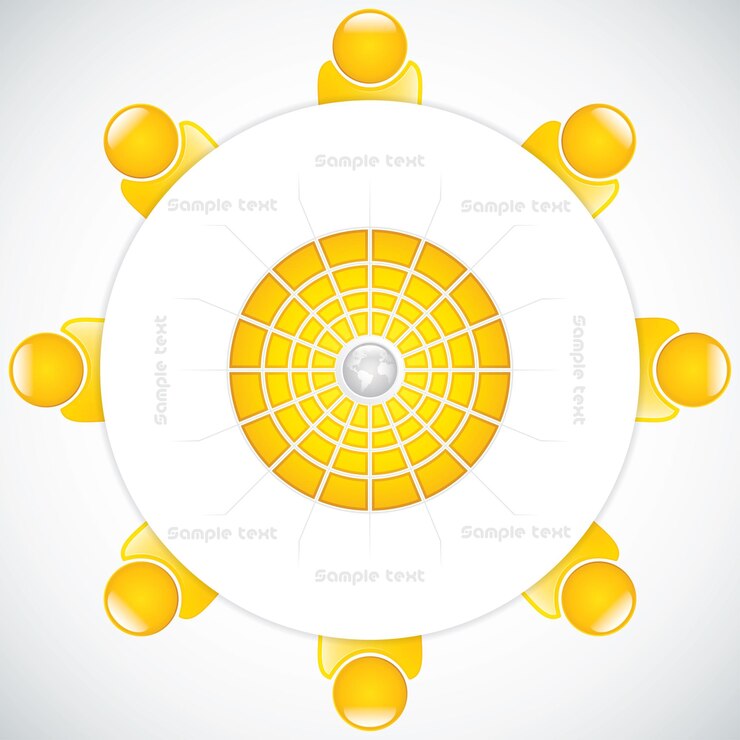 Vector trabajo en equipo alrededor de la mesa