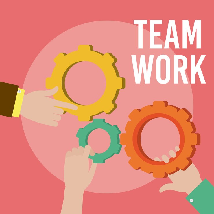 Vector trabajo en equipo y apoyo
