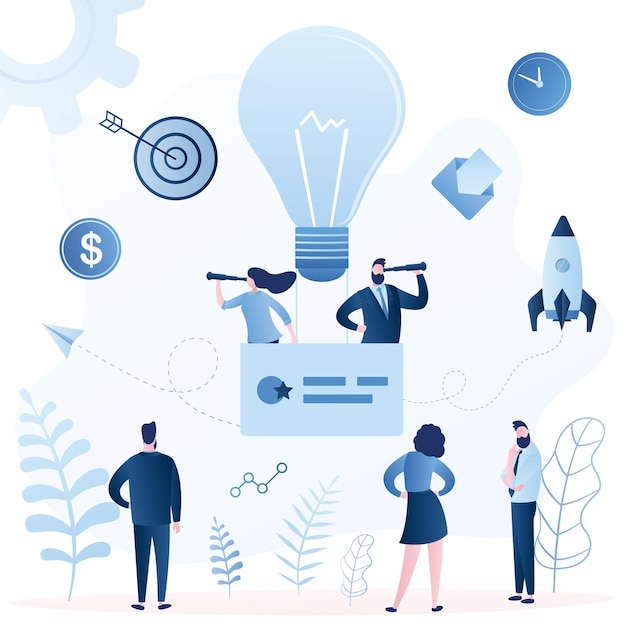 Trabajo en equipo búsqueda de ideas empresariales concepto incubadora de empresas puesta en marcha desarrollo y trabajo en equipo