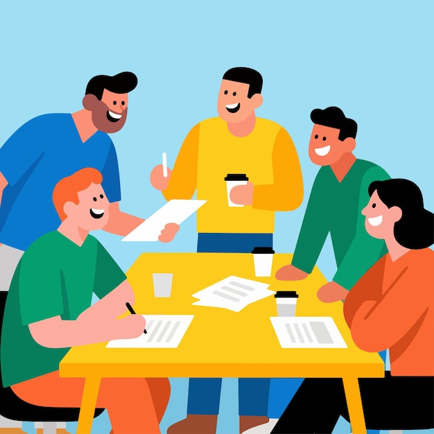 Trabajo en equipo y colaboración en una reunión de oficina moderna