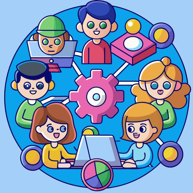 Trabajo en equipo colaborativo Trabajadores de oficina modernos involucrados en la resolución creativa de problemas