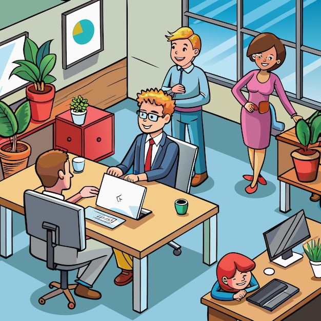 Trabajo en equipo colaborativo Trabajadores de oficina modernos involucrados en la resolución creativa de problemas
