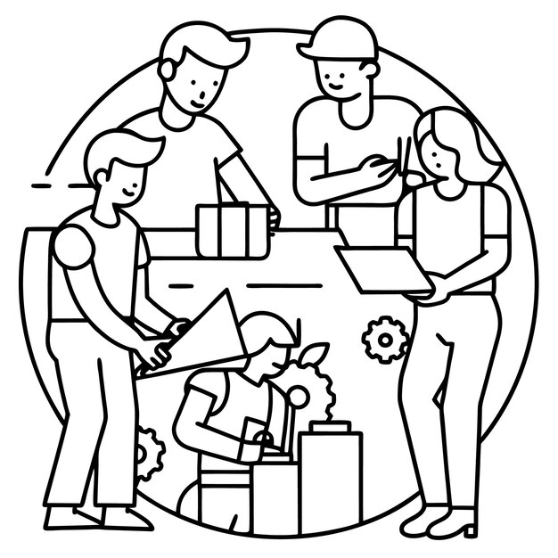 Trabajo en equipo colaborativo Trabajadores de oficina modernos involucrados en la resolución creativa de problemas