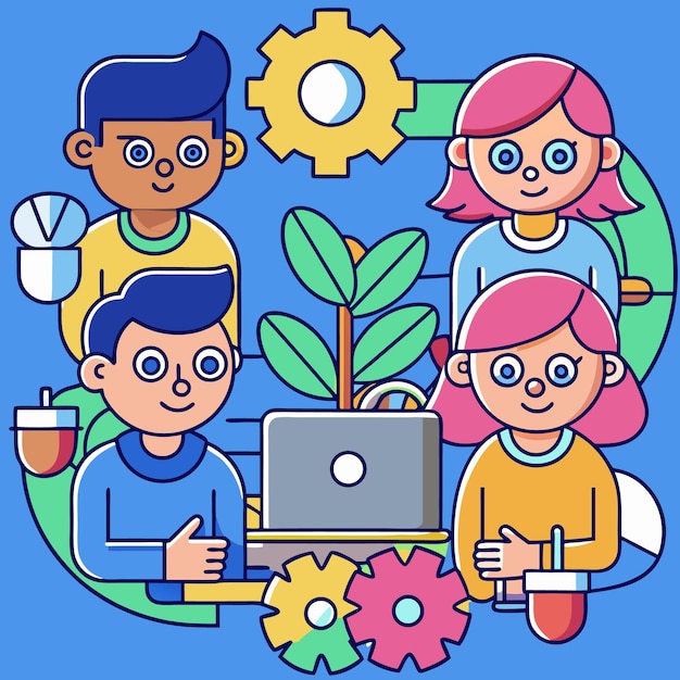 Trabajo en equipo colaborativo Trabajadores de oficina modernos involucrados en la resolución creativa de problemas