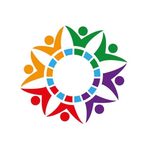 trabajo en equipo comunidad gente de negocios diseño de logotipo vectorial
