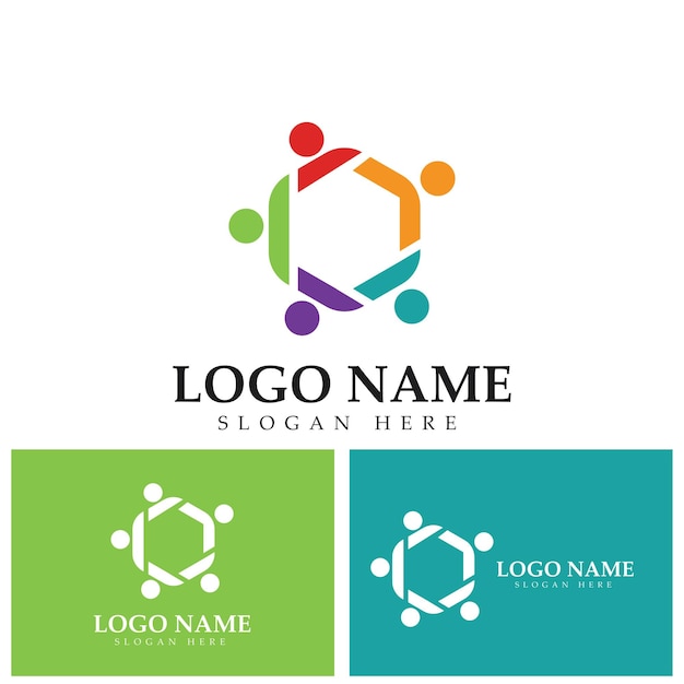 Trabajo en equipo conectando personas hexágono concepto logotipo símbolo icono diseño vectorialTrabajo en equipo conectando personas hexágono concepto logotipo símbolo icono diseño vectorial