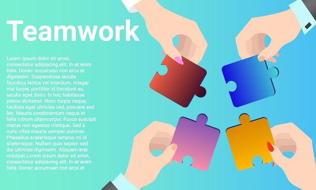 Trabajo en equipo Coworking y trabajo de oficina Logros conjuntos Afiche en estilo empresarial