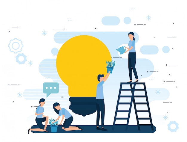 Trabajo en equipo y diseño vectorial de empresarios