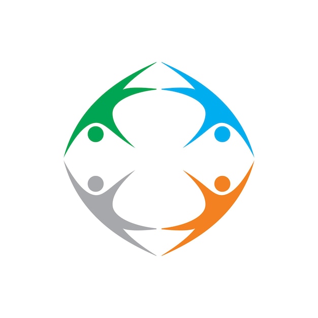 Trabajo en equipo de la figura humana Icon Vector Template de logotipo EPS 10 Diseño
