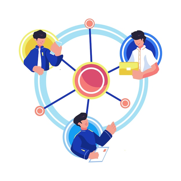 Trabajo en equipo Ilustración de carácter plano