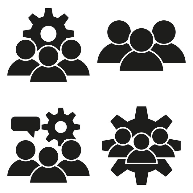 Trabajo en equipo de negocios y conjunto de iconos analíticos Ilustración vectorial PS 10