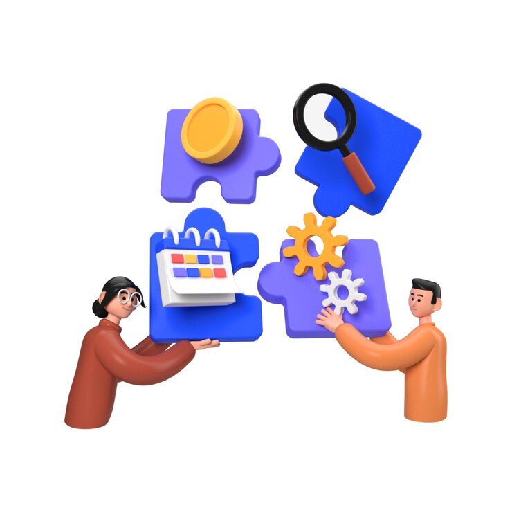 Vector trabajo en equipo y soluciones empresariales un enfoque colaborativo