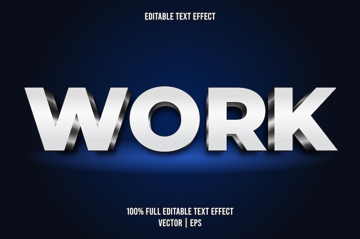 Vector trabajo estilo metálico efecto de texto editable