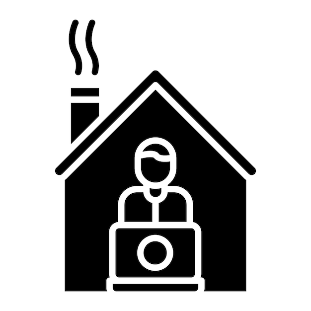 Trabajo desde el hogar Glyph Ilustración negra sólida