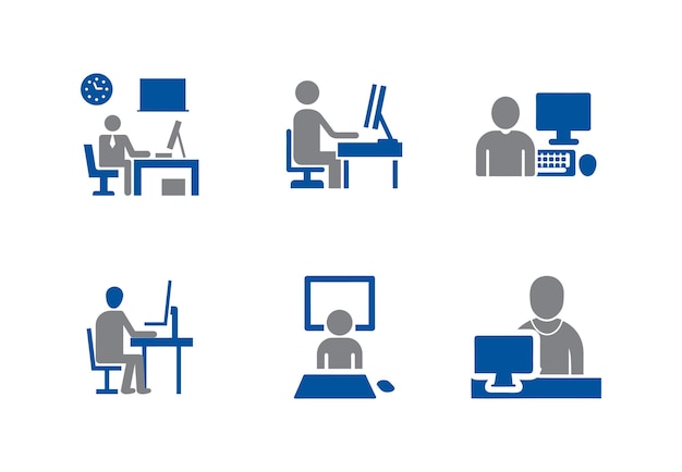 Trabajo en el hogar y videoconferencia Icon Set Símbolos de trabajo remoto minimalista