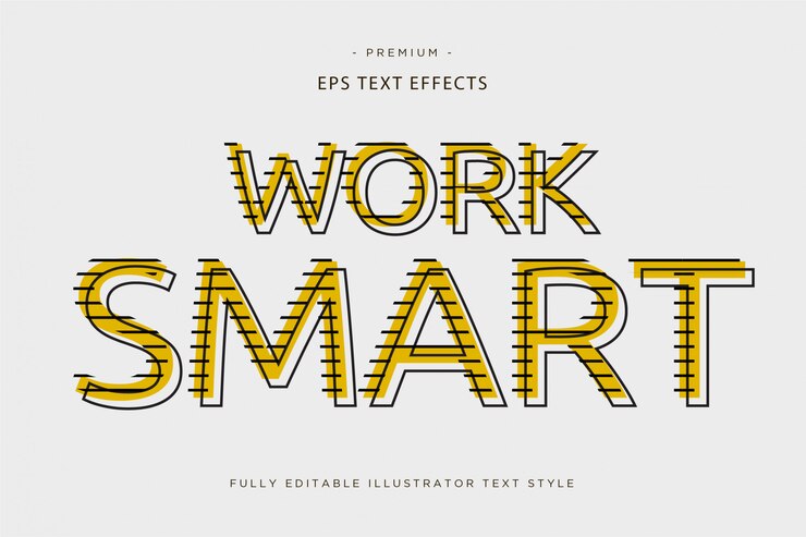 Vector trabajo inteligente efecto de texto 3d
