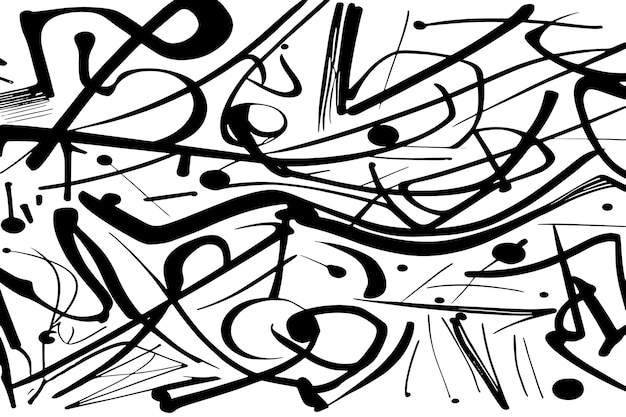 Trabajo de líneas negras aleatorias en textura vectorial de alto contraste blanco para el diseño de fondo
