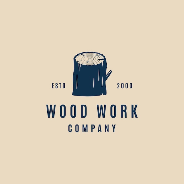 Trabajo en madera vintage logo icono vector ilustración diseño carpintería logo concepto