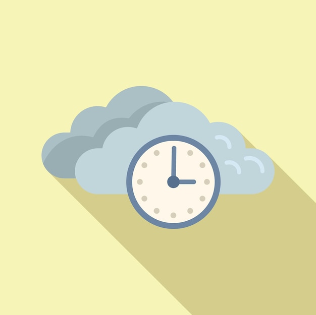 Vector trabajo nube hora icono plano vector tiempo de oficina reloj inicio