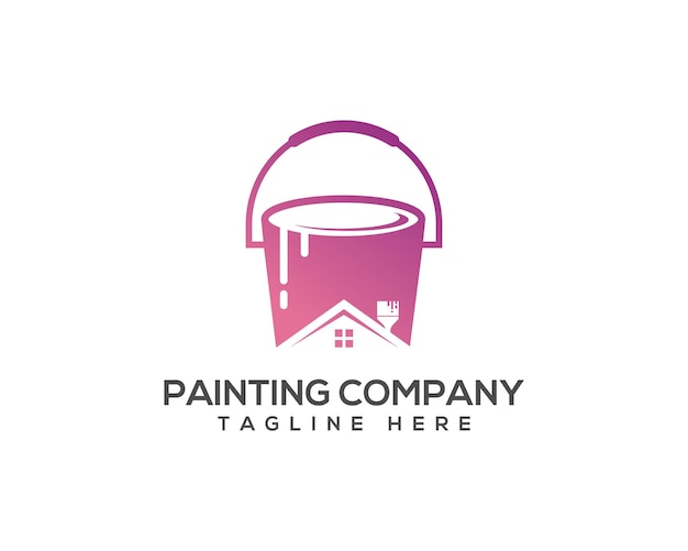 Trabajo de pintura y servicio de pintura de casas Concepto de diseño del logotipo de la empresa