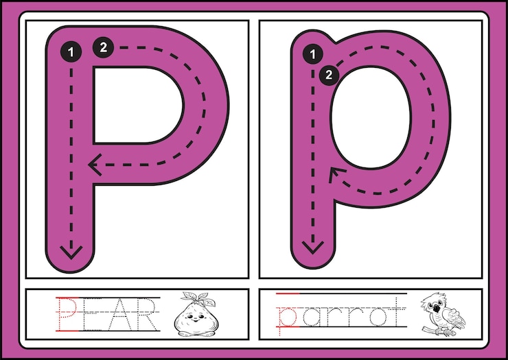 Vector tracción de letras a partir de az hojas de trabajo de trazado dibujadas a mano para niños control de pluma y práctica de escritura a mano