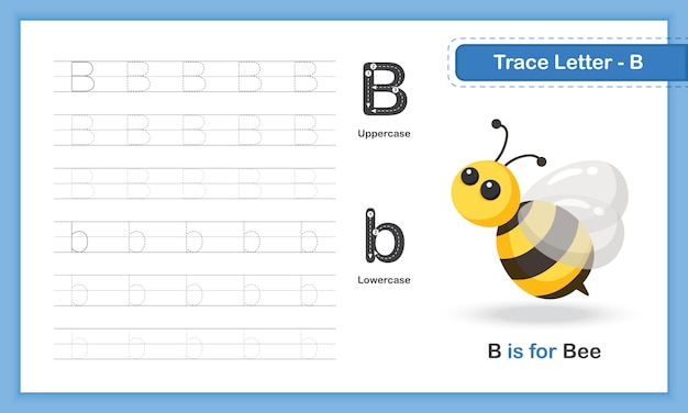 Trace letter-b: hand writing practice book, az animal