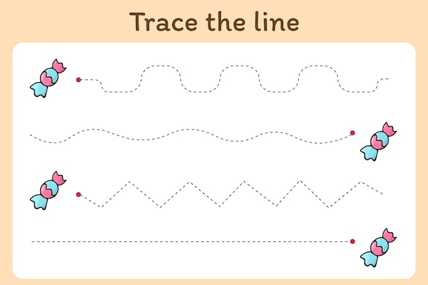 trace the line vector childrens intellectual game a game for kids draw the lines draw the line