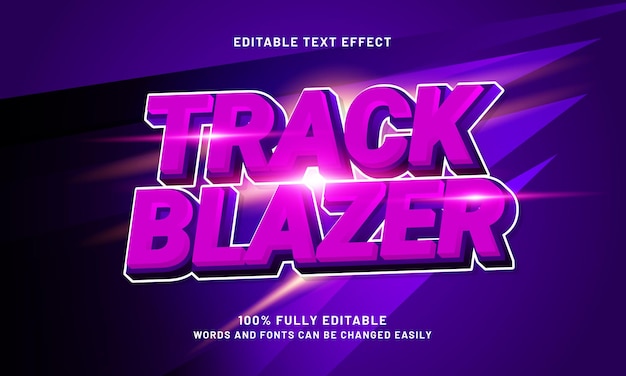 track blazer efectos de texto editables con un tema de carrera y juego