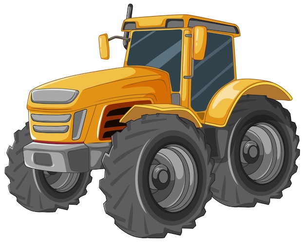 Vector tractor amarillo de dibujos animados aislado en blanco