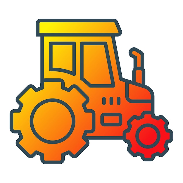 Vector un tractor amarillo y naranja con un fondo amarillo