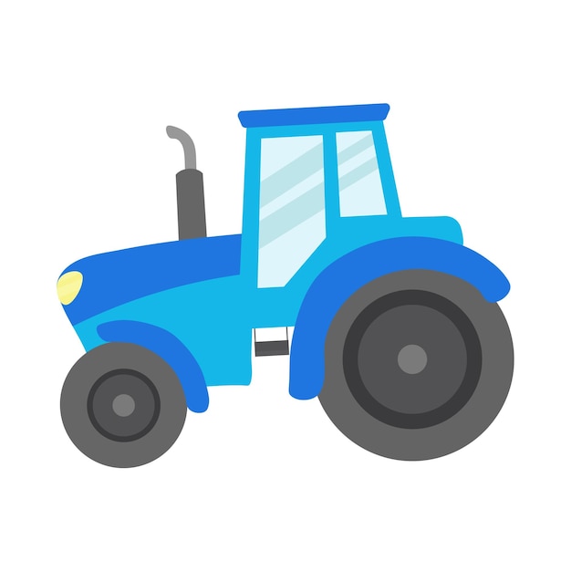 Tractor azul en estilo de dibujos animados Ilustración vectorial