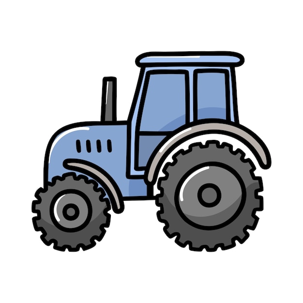 Un tractor azul con grandes neumáticos negros el tractor tiene un diseño simple y se utiliza comúnmente en