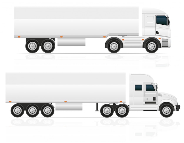 Tractor de camión grande en blanco para la ilustración de vector de transporte de carga