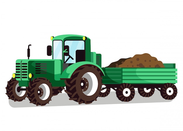 Tractor con carro adjunto ilustración vectorial